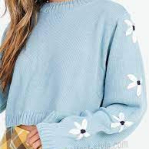 Altar'd State Daisy Yellow Crop Sweater - Small - Picture 5 of 5